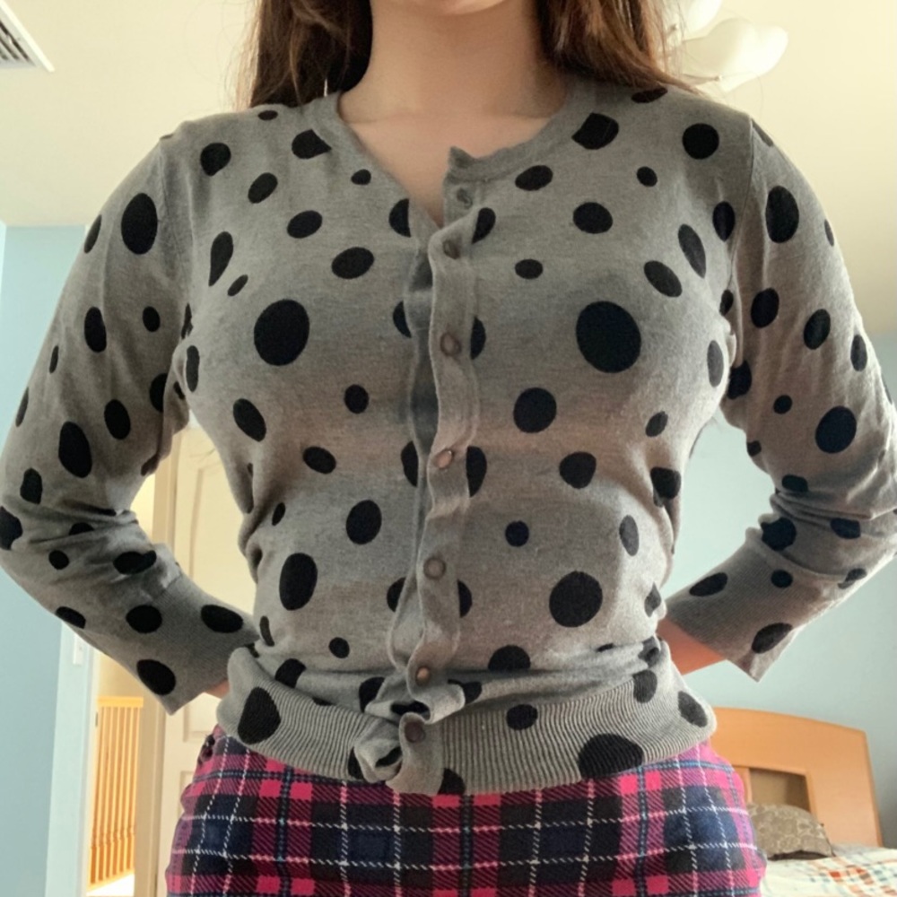 Cute Gray Dotted Sweater